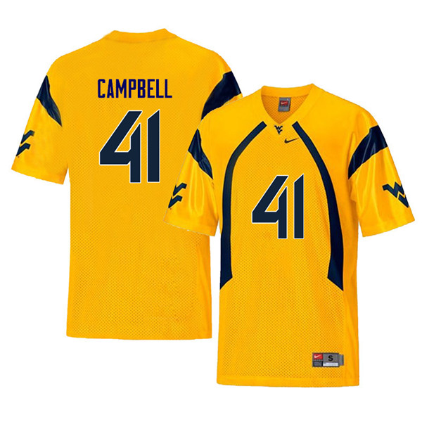 Men #41 Jonah Campbell West Virginia Mountaineers Retro College Football Jerseys Sale-Yellow - Click Image to Close